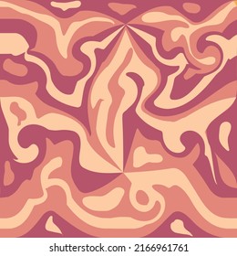 Wavy Swirl Seamless Pattern in 1970. Seventies Style, Groovy Background, Wallpaper. Hippie Aesthetic.