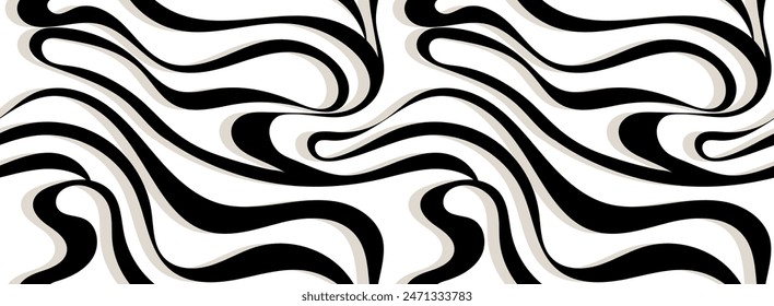 Wavy swirl seamless pattern illustration. Marble background.