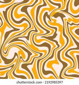 Wavy swirl square background in yellow, olive and beige colors. Vector Illustration in style hippie 70s, 60s. Aesthetic graphic print.