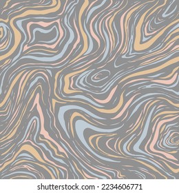 Wavy swirl vector seamless pattern Hand drawn 1970 vector illustration. Sixties pattern trippy. Groovy hippy style. 