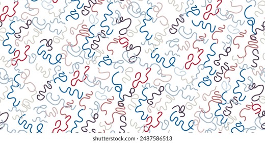 Wavy and swirled bold brush strokes. Abstract geometric shapes and curved lines colored banner. Abstract labyrinth wallpaper with wavy and swirled brush strokes. Vector irregular maze seamless pattern