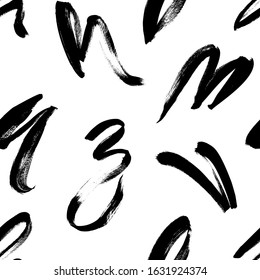 Wavy and swirled brush strokes seamless pattern. Vector abstract background for wallpaper, web banner, wrapping paper, textile. Hand drawn ink texture. Brushstrokes, smears, lines, squiggle pattern.