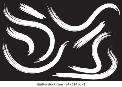 Wavy and swirled brush strokes seamless pattern. Thick and bold texture curved lines. Abstract art background in Memphis style. Geometric grunge