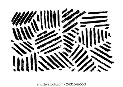 Wavy and swirled brush strokes vector pattern. Black paint freehand scribbles, abstract ink background. Brushstrokes, smears, lines, squiggle pattern. Abstract grunge scrawls wallpaper design