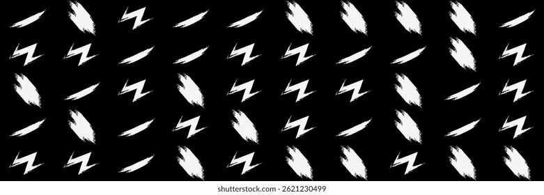 Wavy and swirled brush strokes vector pattern. Black paint freehand scribbles, abstract ink background. Brushstrokes, smears, lines, squiggle pattern
