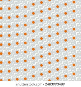 Wavy and swirled colorful elements seamless pattern. Hand drawn vector geometric pattern with curved lines