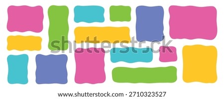 Wavy text box, organic frame and irregular shapes doodle. Hand drawn abstract border. Empty fluid form. Vector illustration isolated on white background.