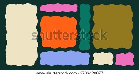 Wavy Textbox Fancy Figure Set. Text Box Shape Frame Kit. Edge Rectangle Edge Border Bundle. Doodle Vector Illustration