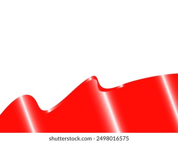 Wavy textile fabric background in realistic 3d shiny red color. Smooth elegant red ribbon with empty place for text isolated on white background for grand opening ceremony curtain vector illustration