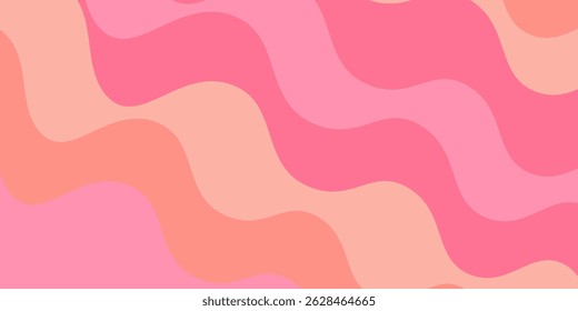Textura ondulada. Fundo de onda rosa bonito e abstrato. Padrão listrado divertido com textura gradiente. Ilustração vetorial