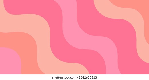 Wavy texture. Cute and abstract pink wave background. Fun striped pattern with gradient texture. Vector illustration