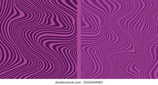 Wavy Texture. Swirl Psychedelic Geometric Lines, Abstract Circle Ripple Pattern, Wavy Trippy Pattern in Psychedelic Retro Style. Abstract Vector Swirl Background