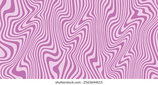 Wavy Texture. Swirl Psychedelic Geometric Lines, Abstract Circle Ripple Pattern, Wavy Trippy Pattern in Psychedelic Retro Style. Abstract Vector Swirl Background