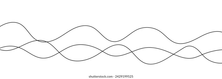 Wavy thin line. Black isolated stripe. Abstract background. Geometric pattern curved line. Vector illustration.