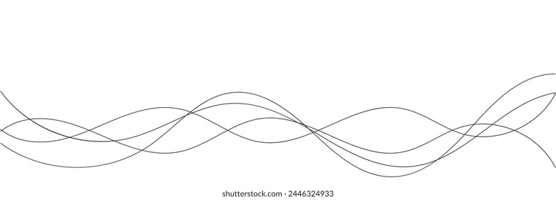 Wavy thin line. Black isolated stripe. Abstract background. Geometric pattern curved line. Banner with curved lines. Vector illustration. Eps file 50.