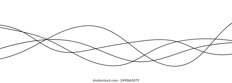 Wavy thin line. black isolated stripe. abstract background. Curved black line geometric pattern. Vector illustration.