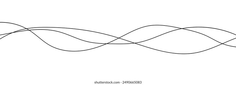 Wavy thin line. black isolated stripe. abstract background. Curved black line geometric pattern. Vector illustration.