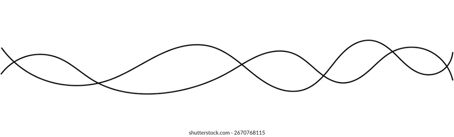 Linha fina ondulada. Padrão geométrico de linha preta curva. Ilustração vetorial.