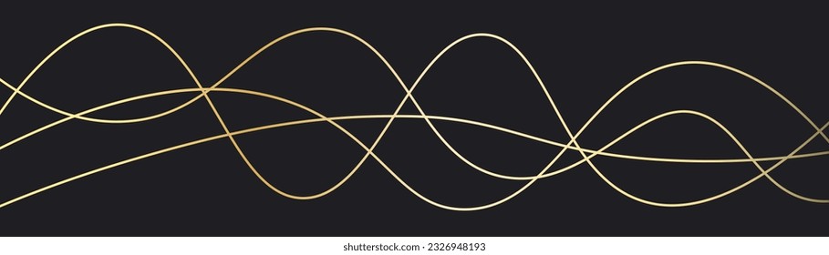 Wavy thin line. Golden isolated stripe. abstract background. Curved golden line geometric pattern. Vector illustration.	