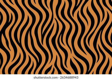 Wavy tiger stripes in vertical alignment for seamless animal print backgrounds