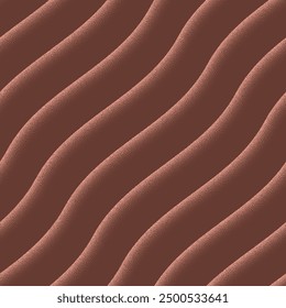 Wavy Tilted Lines Repetitive Pattern Trend Vector Brown Abstract Background. Smooth Curved Lines Half Tone Art Seamless Illustration for Textile Print. Endless Classy Graphic Abstraction for Wallpaper