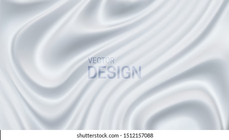 Wavy topographic pattern. Abstract white background. Vector 3d illustration of creamy or milky liquid substance. Graphic element for cover or poster design.