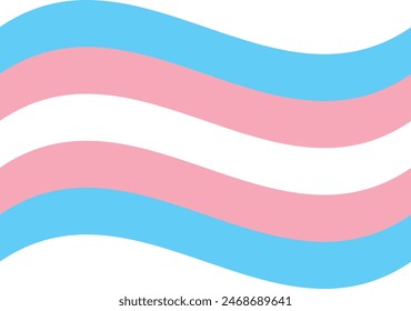 Bandera ondulada del orgullo transgénero aislada en blanco