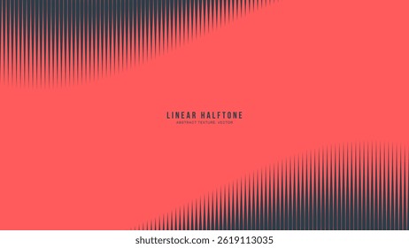 Wavy transition of vertical halftone lines flows diagonally across glowing red canvas vector abstract background. Eye-catching and futuristic style perfect for tech interfaces and digital art projects