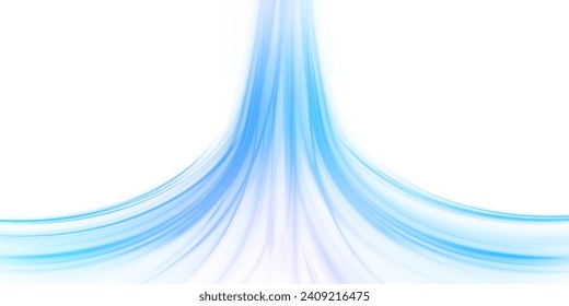 Wavy transparent curved lines in the form of the movement of sound waves in a set of different shapes of whirlpool, twist, spiral. Blue stripes in the form of drill, turns and swirl.	