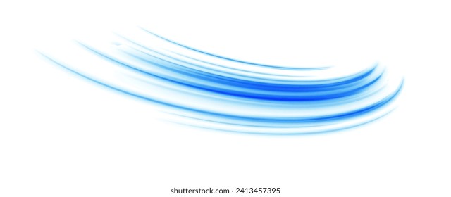 Líneas curvas transparentes onduladas en forma de movimiento de ondas sonoras en un conjunto de diferentes formas de hidromasaje. Papúa ligera y ligera.	