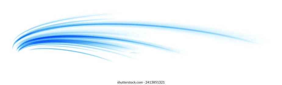 Wavy transparent curved lines in the form of a blue wave, dynamically flowing sea water in a large set of different contour shapes.	
