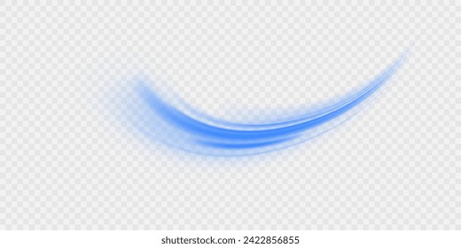 Wavy transparent curved lines in the form of a blue wave, dynamically flowing sea water in a large set of different contour shapes.