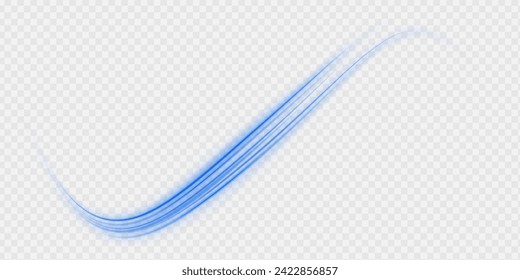 Wavy transparent curved lines in the form of a blue wave, dynamically flowing sea water in a large set of different contour shapes.