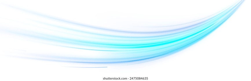 Wavy transparent curved lines in the form of the movement of sound waves in a set of different shapes of whirlpool, twist, spiral. Blue stripes in the form of drill, turns and swirl.	