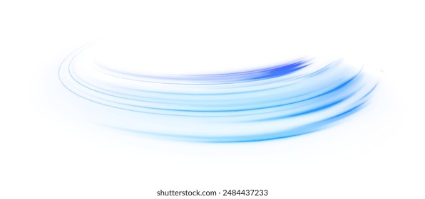 Wavy transparent curved lines in the form of the movement of sound waves in a set of different shapes of whirlpool. Light, light garland PNG.	