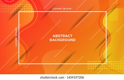 Wavy Trendy abstract geometric background Halftone pattern fluid, Colorful Dynamic gradient shapes composition. Yellow pink red. Eps10 vector