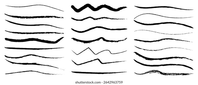Wavy underlines vector horizontal chalk lines. Underline markers collection. Vector illustration of scribble lines vector illustration isolated on white background.

