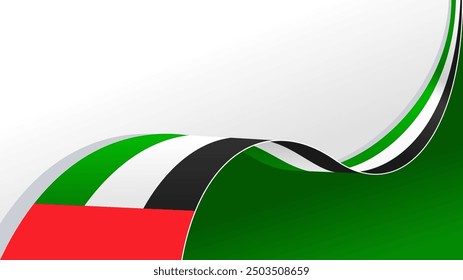 wavy United Arab Emirates flag vector background with copy space for text. UAE national day