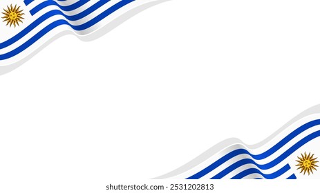 wavy uruguay flag vector background with copy space for text. uruguay national day