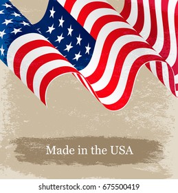 Wavy USA flag.Vintage American flag.
