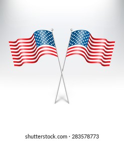 Wavy USA national flags on grayscale background