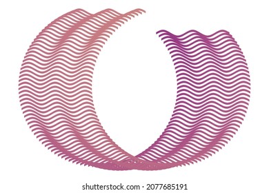 Wavy vector abstraction of trending 2022 colors on white background. Graphic illustration with 3D effect.