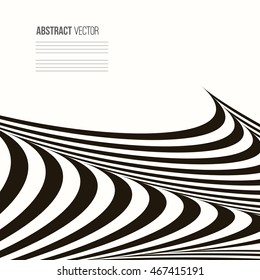 Wavy vector background. Abstract stripe Geometric pattern. Black and white texture.