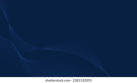 Wavy vector background. Blue waves on navy backdrop. Editable stroke