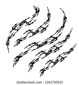 Wavy vector brush patterns in black color on white.