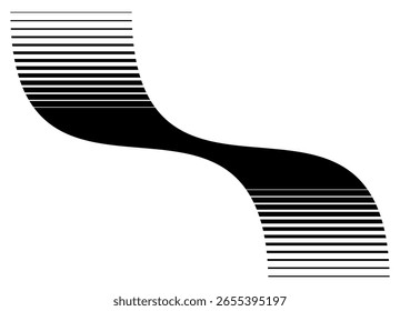 Wavy Vector dynamic pattern with black lines on a white background. Striped Vector background. Design element. For car body, motorcycle, sportswear, toy