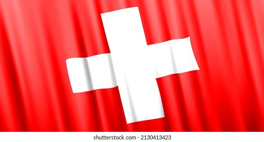 Wavy vector flag of Switzerland
