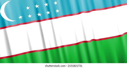 Wavy vector flag of Uzbekistan