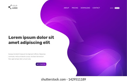 Wavy vector landing page. Abstract futuristic violet illustration. Design template can be used for web sites or mobile applications.