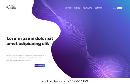 Wavy vector landing page. Abstract futuristic violet illustration. Design template can be used for web sites or mobile applications.